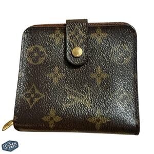 Louis Vuitton Brown/Tan LV Monogram Compact Snap/Zip Around Wallet